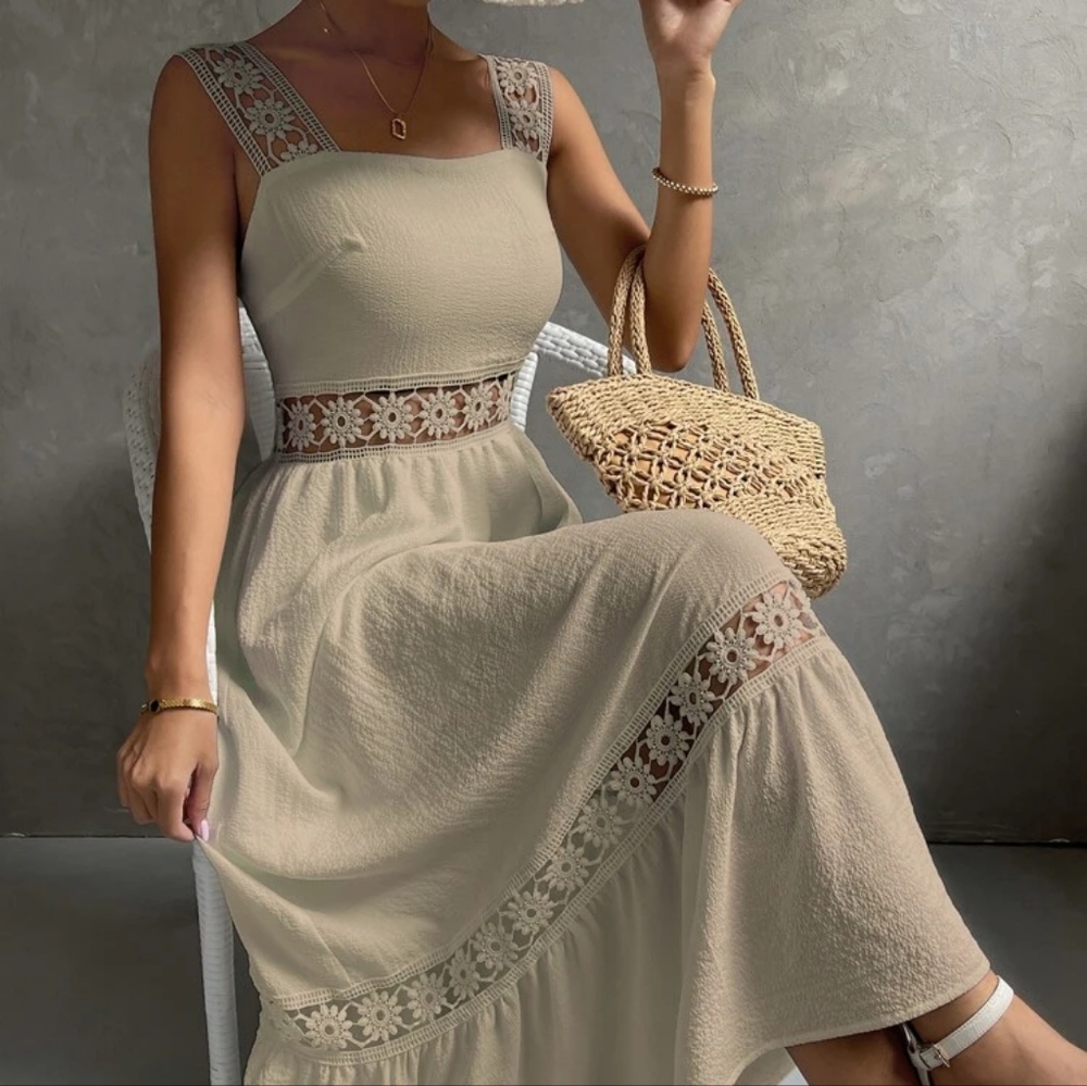 WHITE MAXI CROCHET DRESS🤍